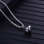 Football Pendant Box Chain Necklace — Stainless Steel