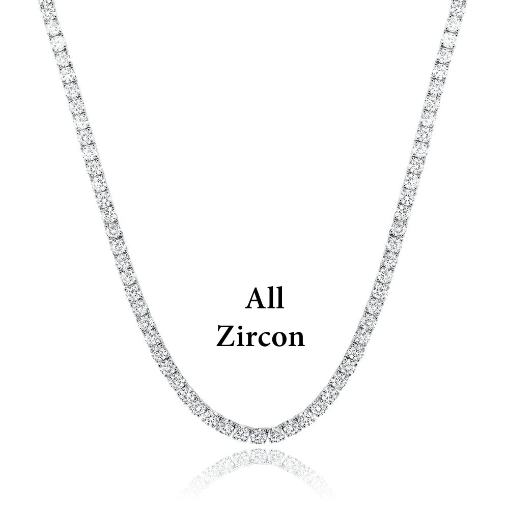 SEMNI 3mm--5mm Moissanite Diamond Tennis Chain Necklace for Women Men 925 Sterling Silver Plated with White Gold Fine Jewelry