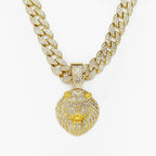 Iced Out D Lion Head Cuban Pendant