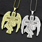 Archangel St.Michael Protect Us Cross Pendant Necklace for Women Men Stainless Steel Gold Color Saint Michael Chain Jewelry