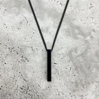 Simple Fashion 3D Vertical Bar Necklaces for Men Minimalist Stainless Steel Geometric Pendant Chain Male Collar Jewelry