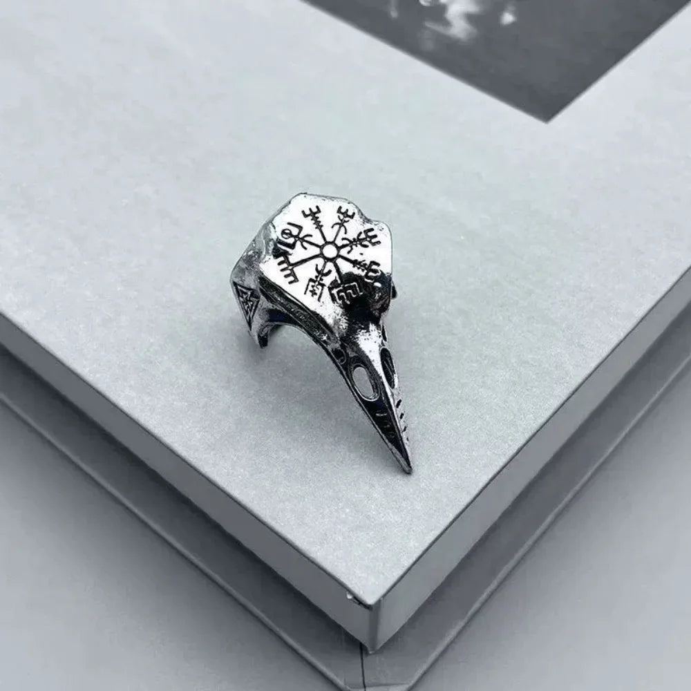 Vintage Viking Raven Ring Fashion Trend Men's Punk Rock Hip Hop Ring Pirate Rune Symbol Party Niche Banquet Gift