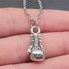 Boxing Gloves Pendant Necklace — Silver-Tone 22mm