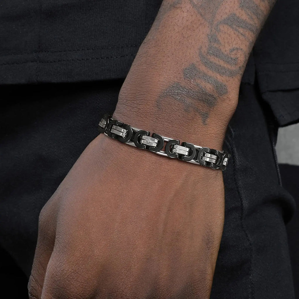 Flat Byzantine Chain Link Bracelet — Stainless Steel