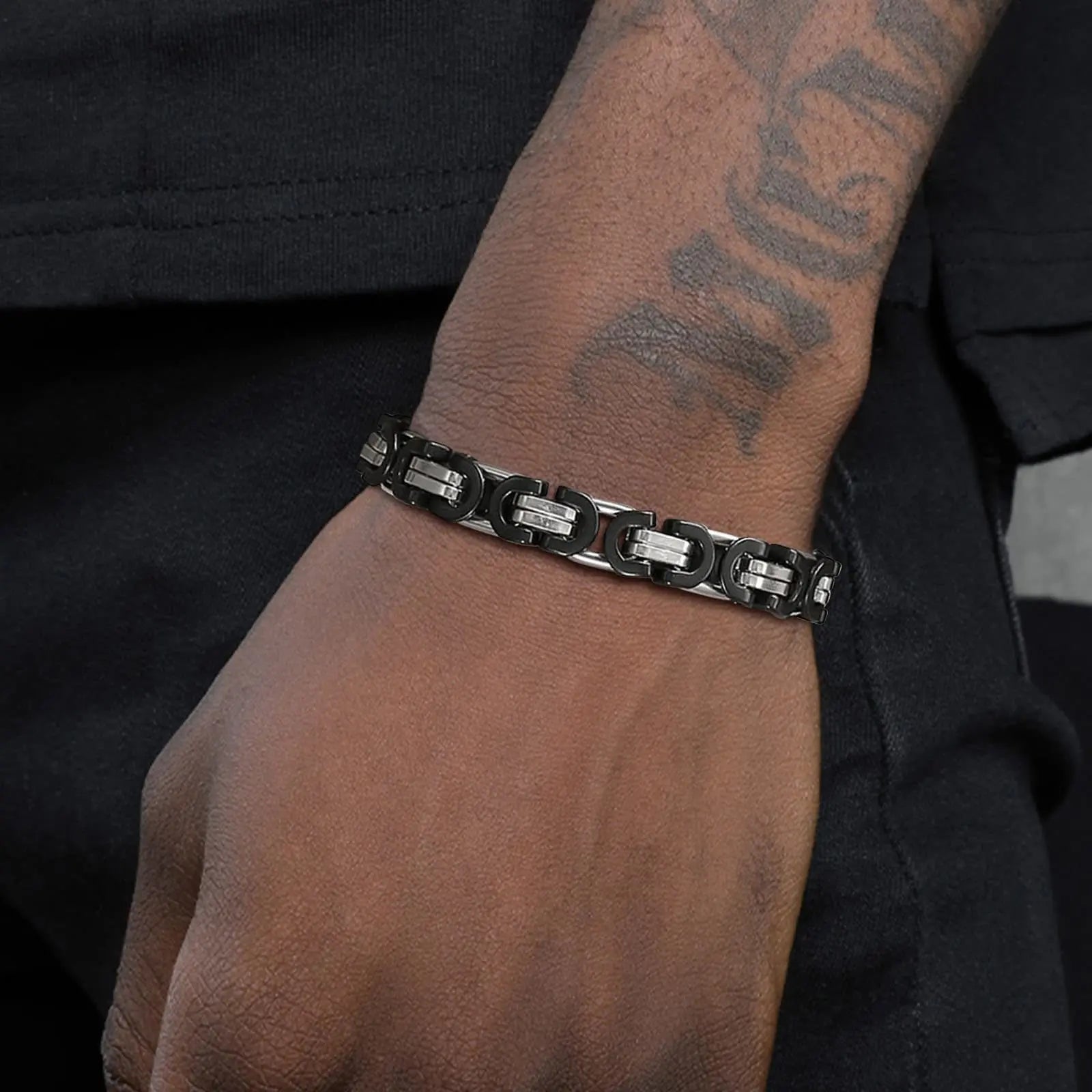 Flat Byzantine Chain Link Bracelet — Stainless Steel