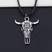 Black Leather Skull Pendant Necklace