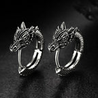 Dragon Head Hoop Earrings for Men — Stainless Steel