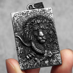 Double Sided Lion Head Men Necklaces Stainless Steel Pendant Chain Dog Tag Vintage Punk Jewelry Male Biker Accessories