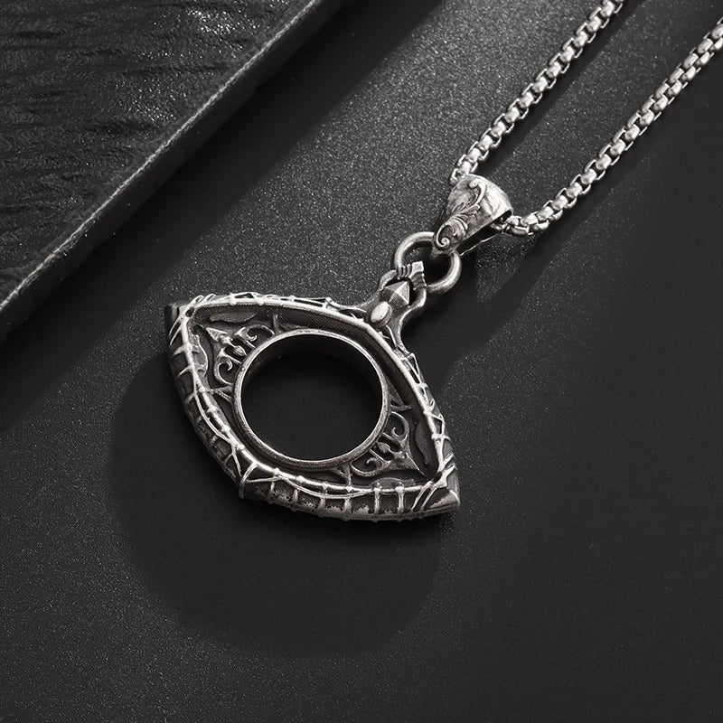 Vintage Hollow Devil's Eye Pendant Necklace Men Women Punk Hip Hop Cycling Jewelry Gift