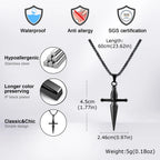 Men's Sword Cross Necklace,Short Sword Stainless Steel Pendant Necklace,Rock Punk Jewelry Gift
