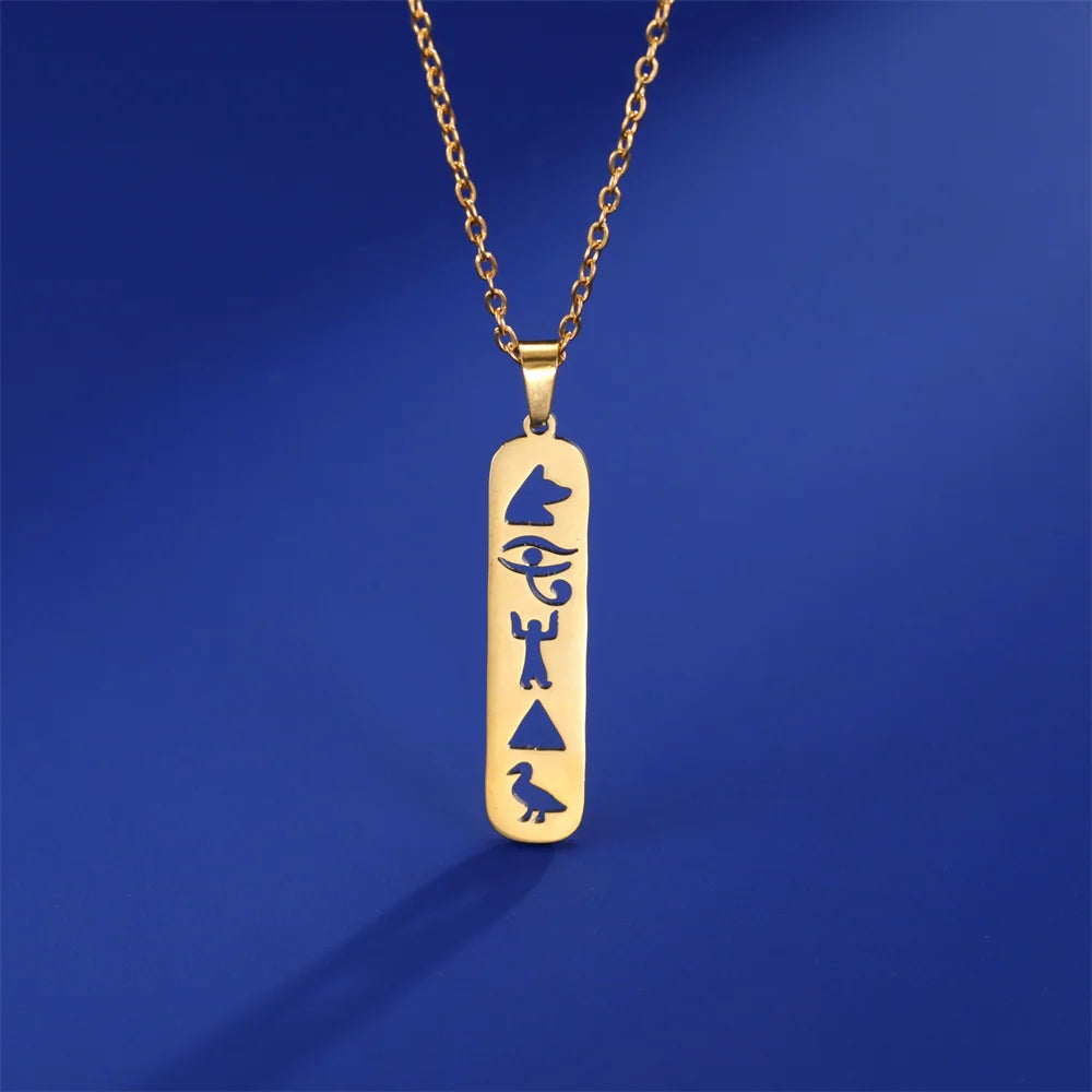 Ankh Eye of Horus Stainless Steel Pendant Necklace