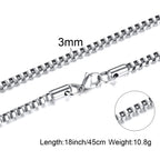 Mens Thin Box Chain Necklace,1/2MM Stainless Steel Chain Link Collars Gifts,Male Jewelry,18 to 24 Inch