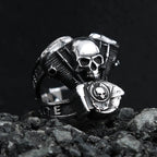 Skull Motorcycle Steel Ring Vintage Steampunk