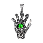 Vintage Skull Hand Demon Eye Necklace Pendant Men's Punk Biker Stainless Steel Hell's Eye Pendant Fashion Men Chain