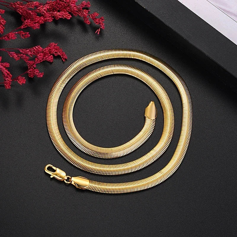 ALITREE Fine Classic 8MM sideways 18K gold Necklace charms 925 Sterling silver for men woman Jewelry wedding party
