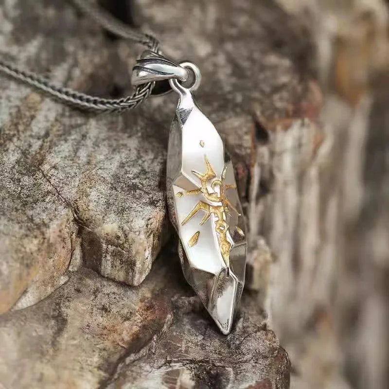 New Vintage Wishing Stone Men's Necklace Personalized Meteorite Pendant Necklace Stainless Steel Sweater Chain Accessories