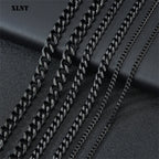 3/5/7/9/11mm Men's Silver Color Necklace Stainless Steel Cuban Link Chain for Mens Womens Basic Black Gold Tone Chokers