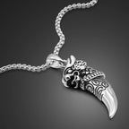 New Genuine 925 Sterling Silver Necklace For Men Hot Sale Wolf Tooth Pendant Choker Man Punk Cool Male Fashion Fine Jewelry
