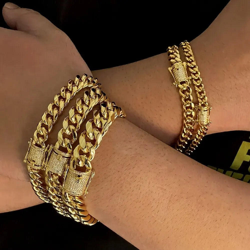 Iced Out Cuban Chain Necklace Stainless Steel 6-16MM
