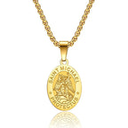 Medal San Miguel Arcanjo Archangel Necklaces Stainless Steel Chain Necklace Saint Michael Pendant Necklace Lucky