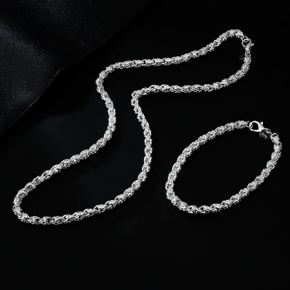 Men's Geometric Bracelet and Necklace Set 60cm and 20cm