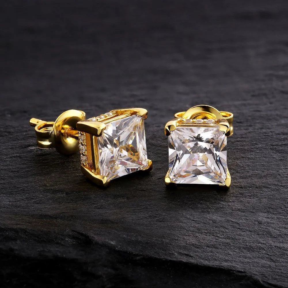 Gothic Iced Out Square CZ Stud Earrings Colorful