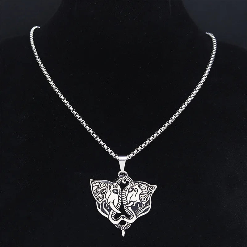 Egyptian Double-Headed Elephant Pendant Necklace