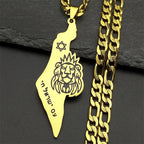 Israel-Palestine Map Pendant Necklace — Gold-Tone