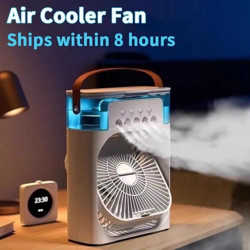 3-in-1 Air Cooler Fan — LED Light, Humidifier