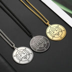 LIKGREAT Lesser Key of King Solomon Occult Sigil 72 Demon Charm Medalion Necklace for Men Women Stainless Steel Magic Talisman