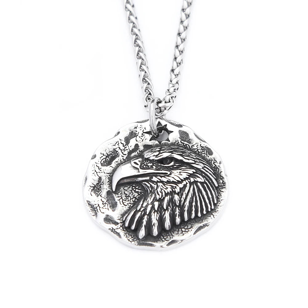 Eagle Steel Pendant Vintage Head 316L American