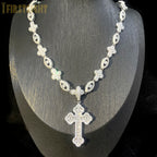 2025 New Eye Cross Necklace Iced Out Bling Silver Color Cubic Zirconia Charm Tennis Chain for Men Women Hip Hop Jewelry
