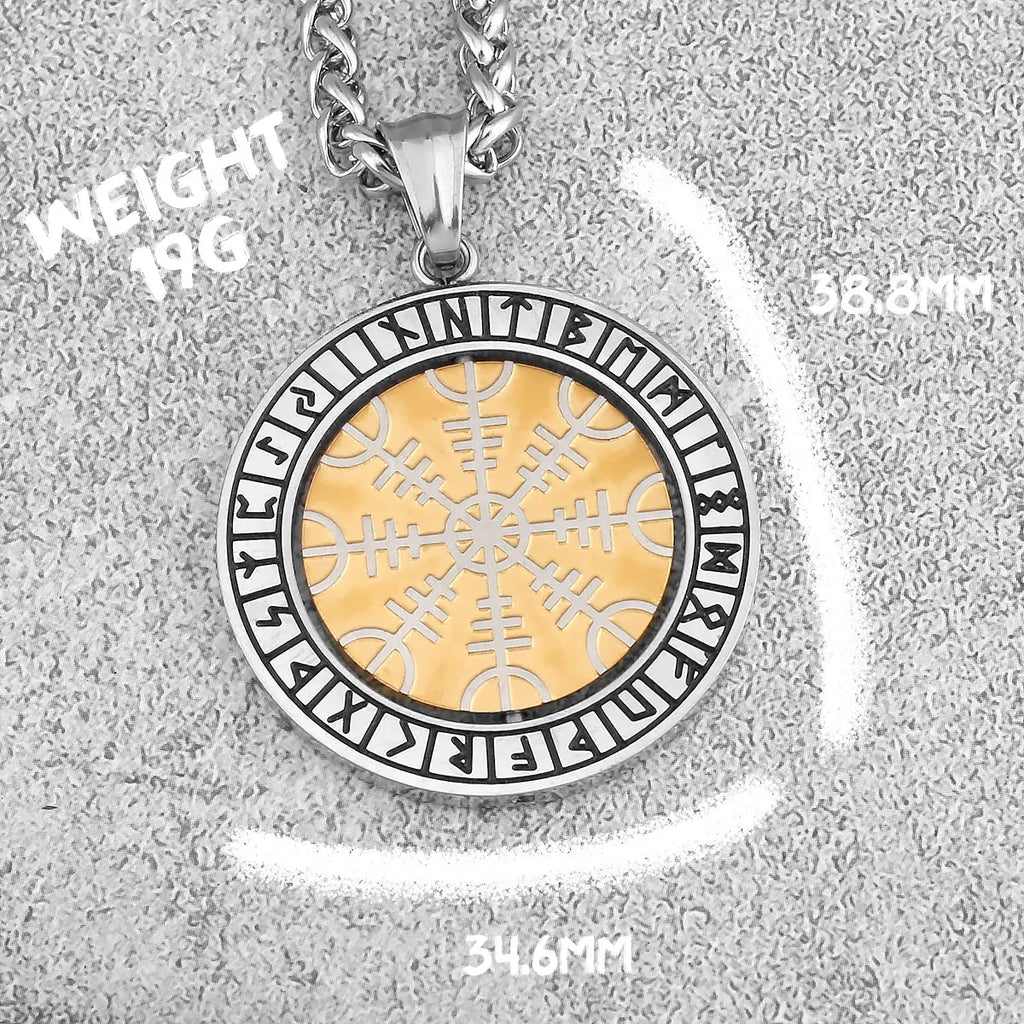Viking Compass/Norwegian Runes Rotating Necklace Men's Nordic Amulet Hip Hop Boutique Biker Pendant Stainless Steel Jewelry Gift