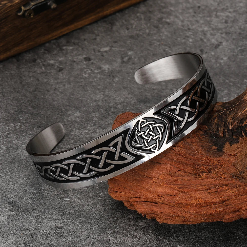 Viking Rune Open Bracelet — Stainless Steel