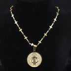 Catholic Saint Benedict Medal Stainless Steel Necklace for Women Men Gold Color Jesus Cross Chain Jewelry san benito