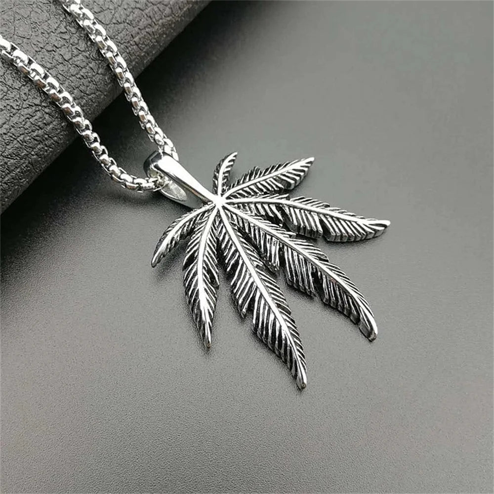 Hemp Leaf Gold Pendant Necklace