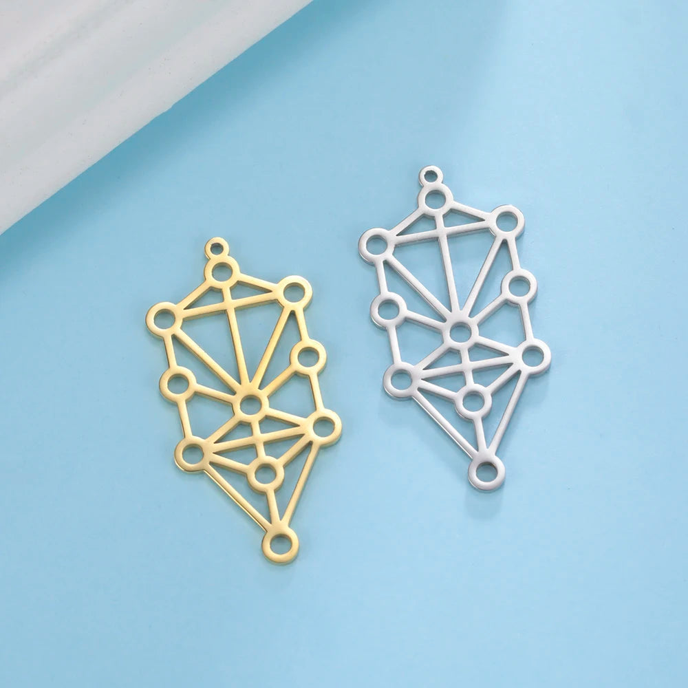 Dawapara Mystic Kabbalah Tree of Life Spiritual Amulet Pendant Stainless Steel DIY Charms for Jewelry Making Hanukkah Gifts