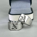 Personalised Initial Engrave A to Z Alphabet Stainless Steel Signet Blank Plain Ring Band High Polished Gold Color Tone