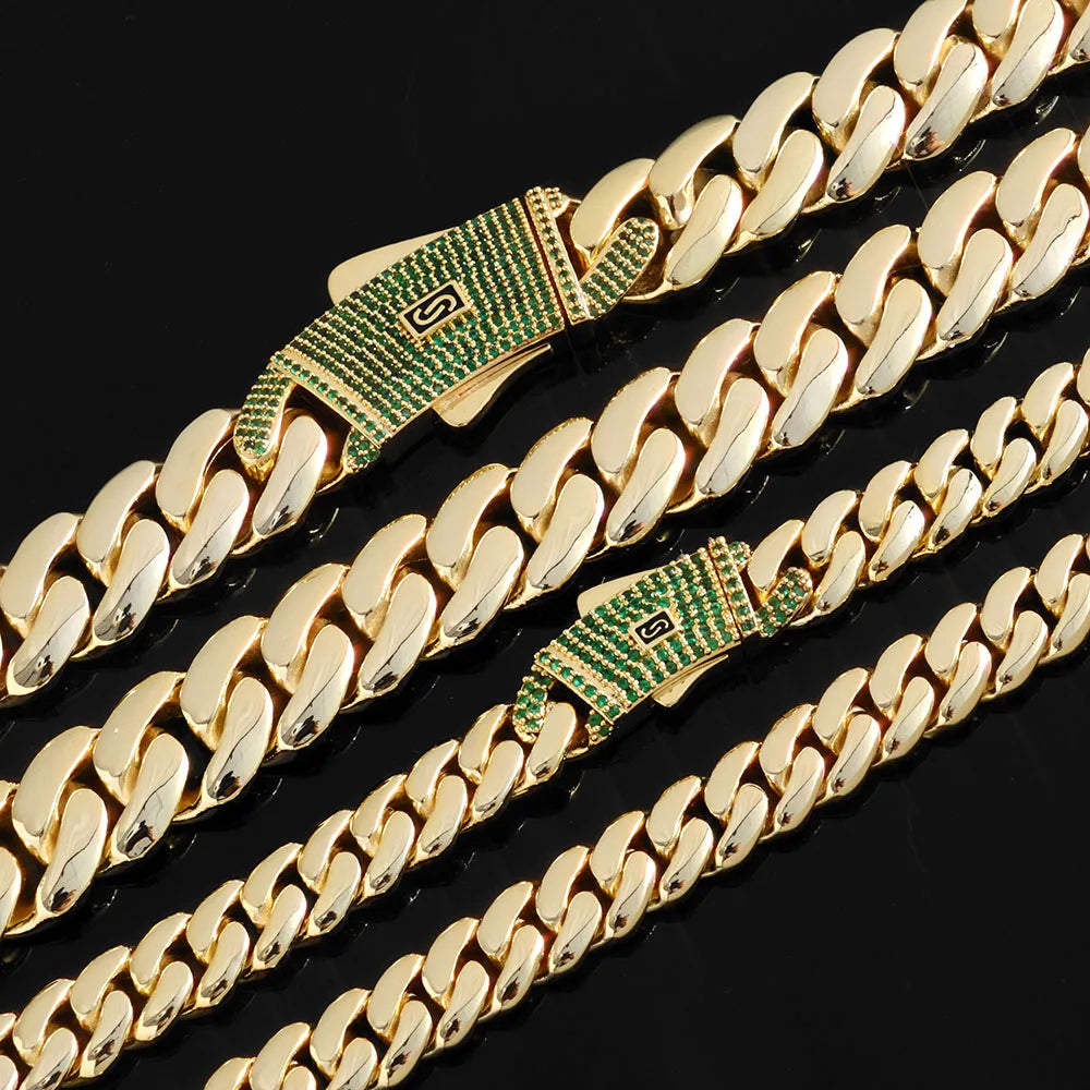 Gold Cuban Bracelet Iced Out 14K 12/15MM Monaco