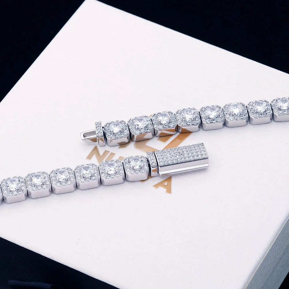 Gold Tennis Bracelet Iced Out 7MM Cluster
