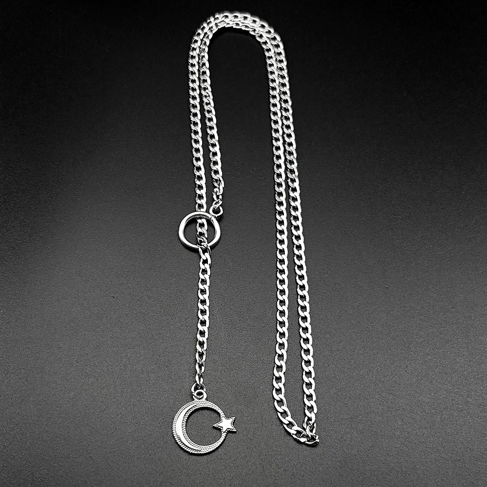 Star Steel Pendant Islamic Arabic Crescent Moon