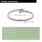 925 Sterling Silver Bracelet Men Women Teens Girls 3MM Square Round Box Chain 6.3"-" 9" inch Bangle Unisex Jewelry Gift