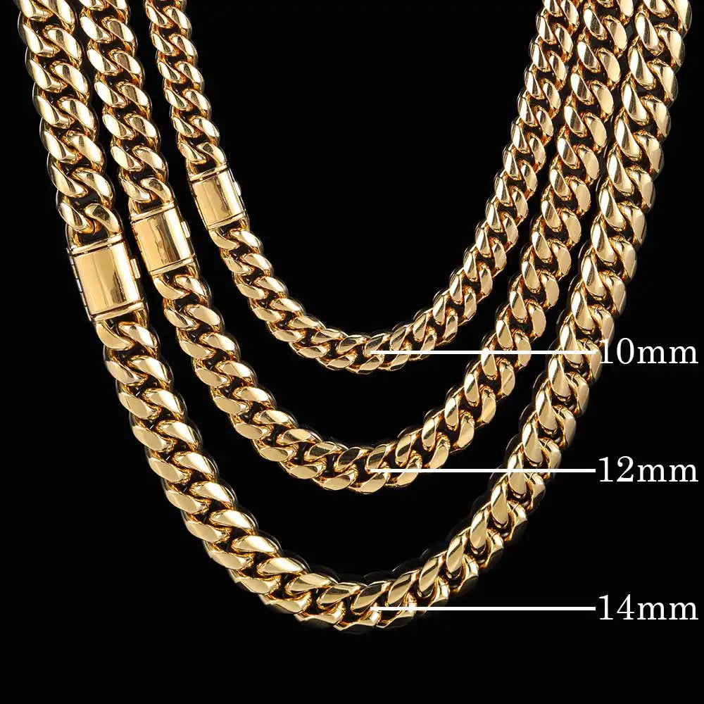 Stainless Steel Cuban Chain Necklace Miami 8-14MM