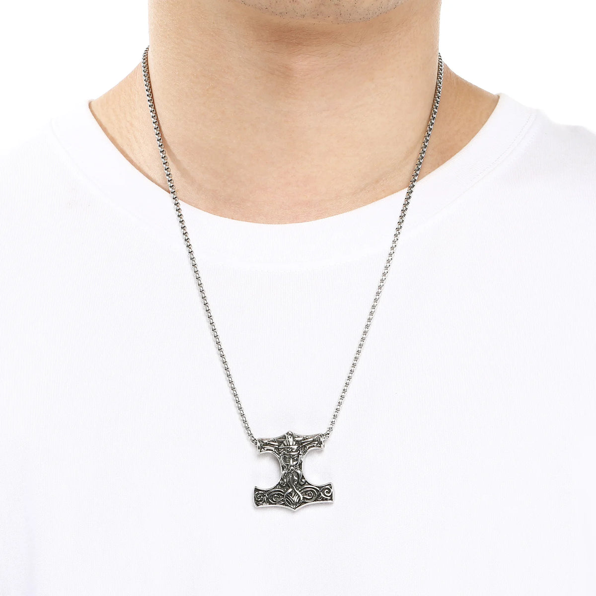 Viking Norse Thor Hammer Mjolnir Necklace — Stainless Steel
