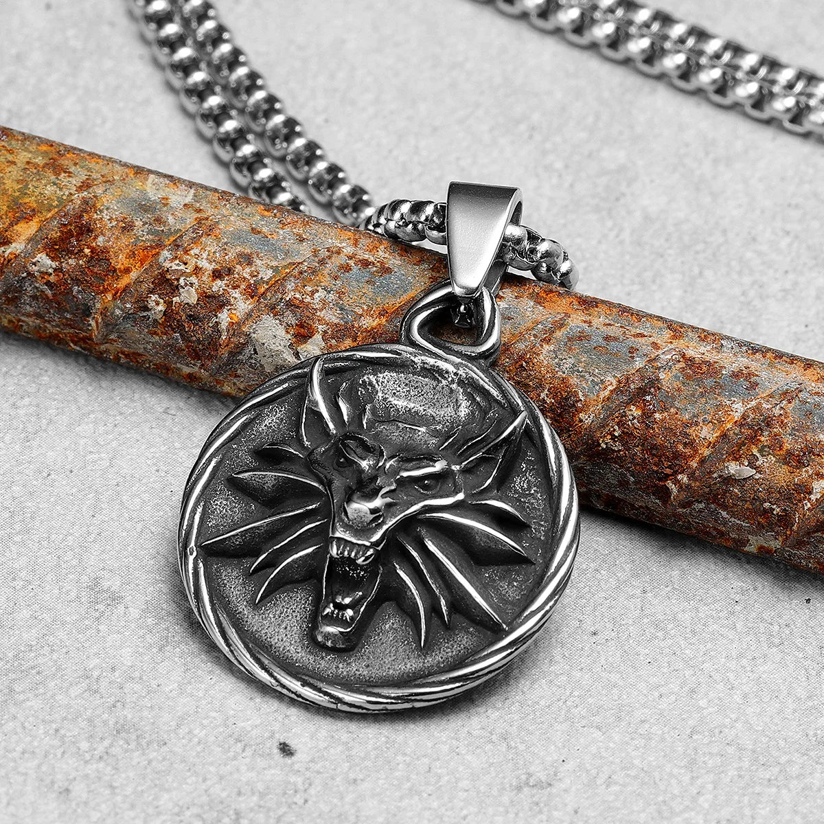 Wolf King Pendant Necklace Stainless Steel