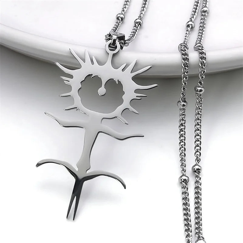 Statement Chain Pendant Necklace — Stainless Steel