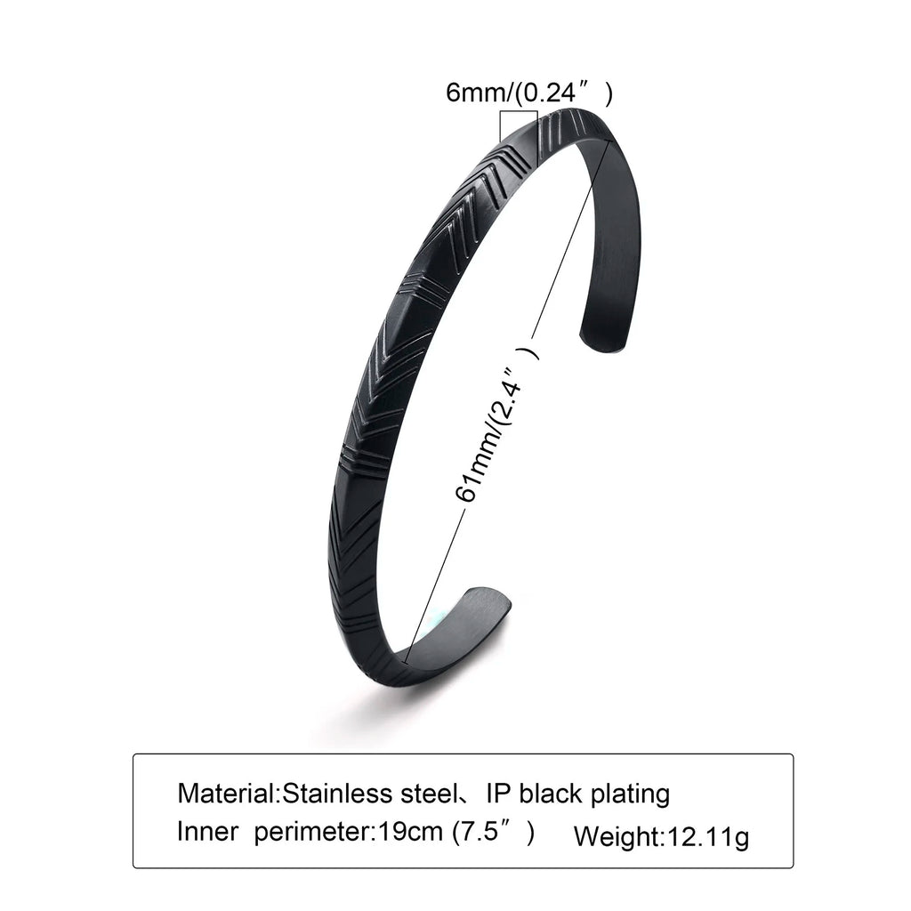 Minimal Thin Cuff Bangle Bracelet — Stainless Steel