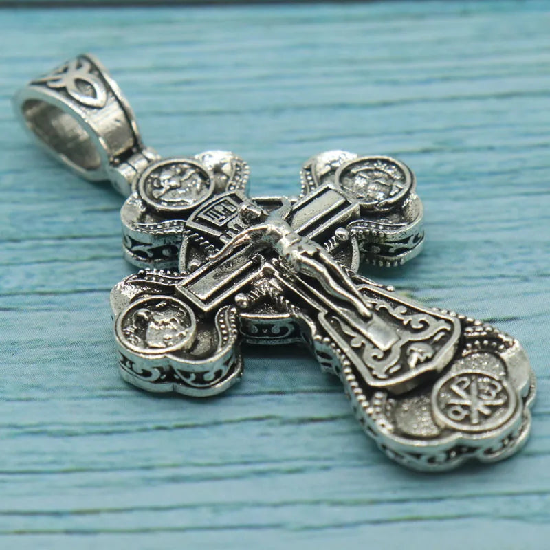Orthodox Cross Silver Pendant Necklace