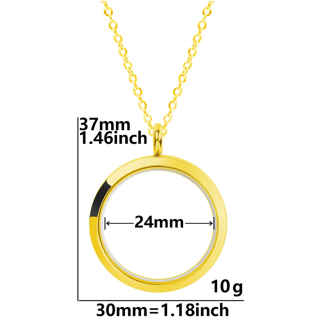 Round Pendant Necklace Locket Charm Stainless Steel Necklaces For Women Men Jewelry Chain Around Neck Necklace Decoration Gifts