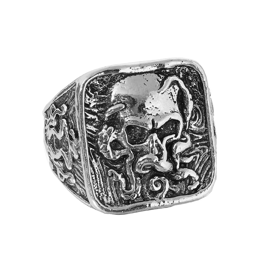 Robot Ghost Skull Open Ring — Stainless Steel